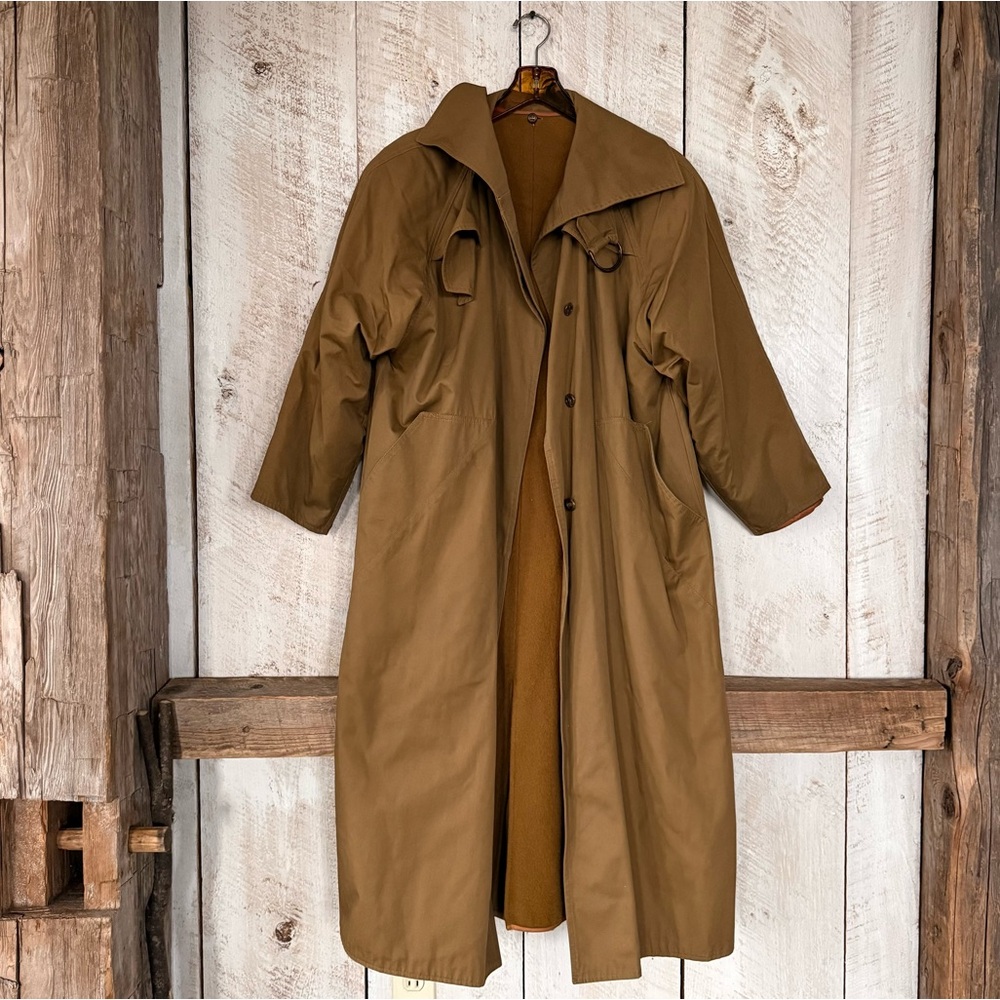 Rare anne marie beretta Tan khaki trench coat w detachable fleece lining